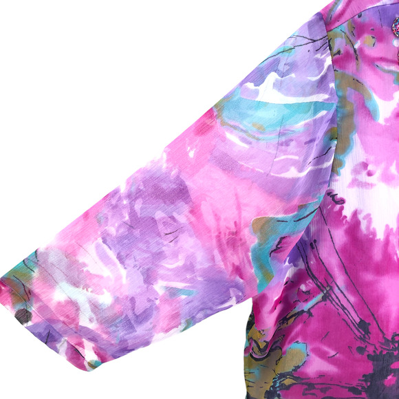 Ulla Popken Womens Size 20/22 Embellished Floral Blouse 3/4 Sleeve Relaxed Fit - Picture 6 of 8